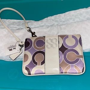 Purple & White Coach Wristlet